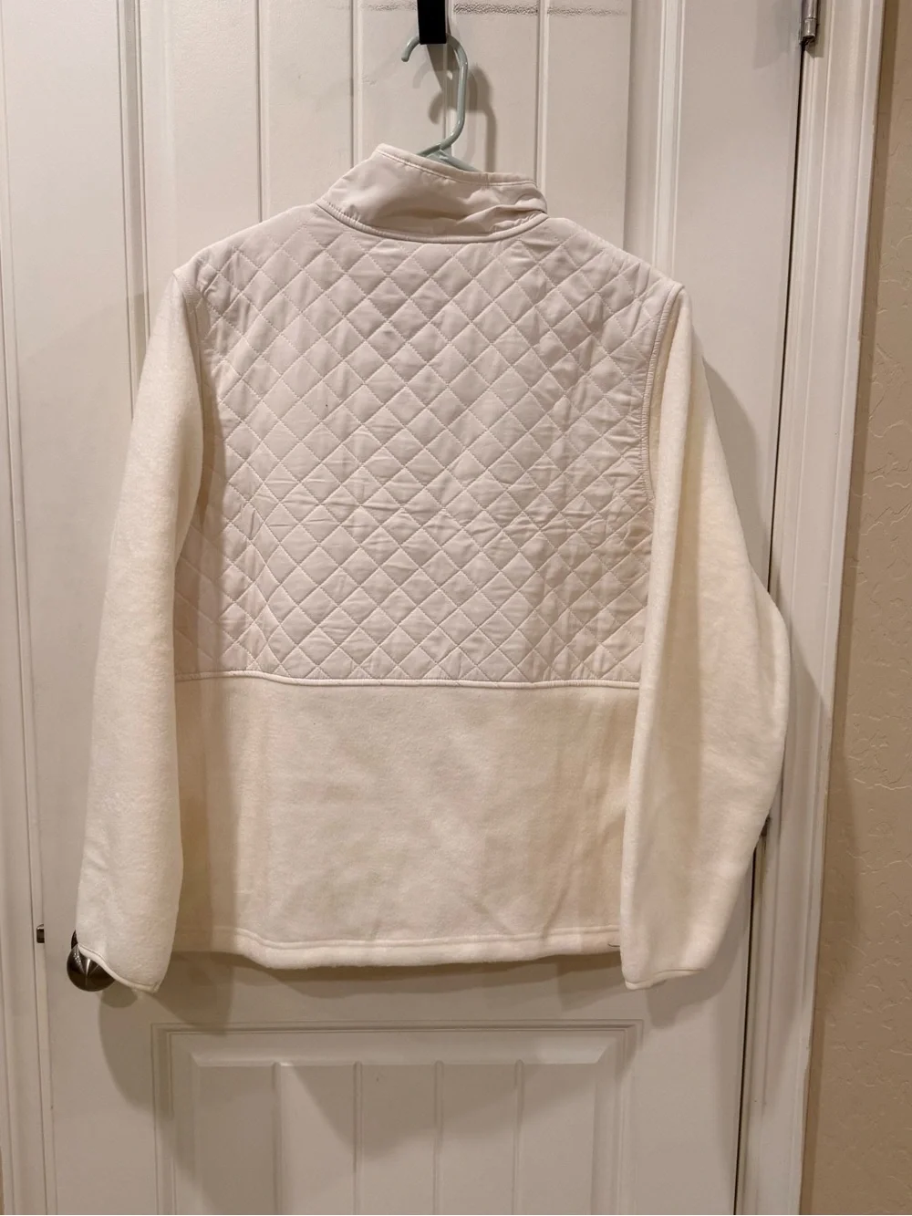 Eddie Bauer Women’s Mixed Media Fleece Jacket Cream Large NWT Full Zip